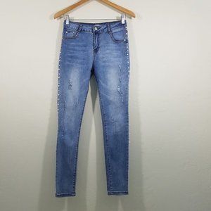 Runway Pearls Skinny Jeans Size M